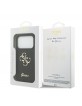 Guess iPhone 18 Pro Hülle Case Fixed Glitter 4G Metal Logo Schwarz