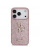 Guess iPhone 18 Pro Hülle Case Fixed Glitter 4G Metal Logo Pink