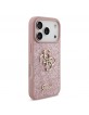 Guess iPhone 18 Pro Hülle Case Fixed Glitter 4G Metal Logo Pink