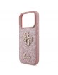 Guess iPhone 18 Pro Hülle Case Fixed Glitter 4G Metal Logo Pink