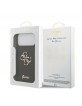 Guess iPhone 18 Pro Max Hülle Case Fixed Glitter 4G Metal Logo Schwarz