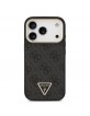 Guess iPhone 18 Pro Hülle Case 4G Strass Triangle Frame Metal MagSafe Schwarz