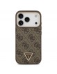 Guess iPhone 18 Pro Hülle Case 4G Strass Triangle Frame Metal MagSafe Braun