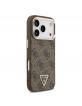 Guess iPhone 18 Pro Hülle Case 4G Strass Triangle Frame Metal MagSafe Braun