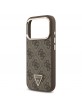 Guess iPhone 18 Pro Hülle Case 4G Strass Triangle Frame Metal MagSafe Braun