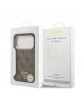 Guess iPhone 18 Pro Hülle Case 4G Strass Triangle Frame Metal MagSafe Braun