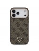 Guess iPhone 18 Pro Max Hülle Case 4G Strass Triangle Frame Metal MagSafe Braun