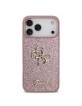 Guess iPhone 18 Pro Max Hülle Case Fixed Glitter 4G Metal Logo Pink