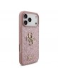 Guess iPhone 18 Pro Max Hülle Case Fixed Glitter 4G Metal Logo Pink