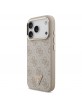 Guess iPhone 18 Pro Hülle Case 4G Strass Triangle Frame Metal MagSafe Rosa