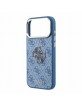Guess iPhone 18 Pro Hülle Case 4G Frame Metal Resin Big Logo Blau