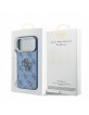 Guess iPhone 18 Pro Hülle Case 4G Frame Metal Resin Big Logo Blau