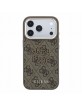 Guess iPhone 18 Pro Case 4G Frame Metal Resin Big Logo Brown