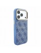 Guess iPhone 18 Pro Hülle Case 4G Metal Frame Embossed MagSafe Blau