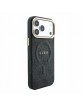 Guess iPhone 18 Pro Hülle Case 4G Metal Frame Embossed MagSafe Schwarz