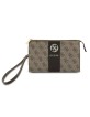 Guess Clutch Bag 4G Stripe Metal Logo Brown