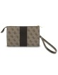 Guess Clutch Bag 4G Stripe Metal Logo Brown