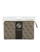 Guess Clutch Bag 4G Stripe Metal Logo Brown