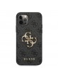 Guess iPhone 12 / 12 Pro Hülle 4G Big Metal Logo Case Cover Grau