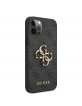 Guess iPhone 12 / 12 Pro Hülle 4G Big Metal Logo Case Cover Grau