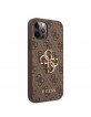 Guess iPhone 12 / 12 Pro Case Cover Big 4G Metal Logo Brown