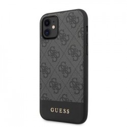 Guess iPhone 11 Hülle Case 4G Cover Stripe Grau