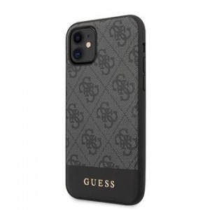 Guess iPhone 11 Case 4G Cover Stripe Gray