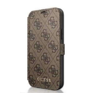 Guess iPhone 12 / 12 Pro Case Cover 4G Book Case Brown