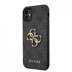 Guess iPhone 11 4G Metal Logo Hülle Case Grau