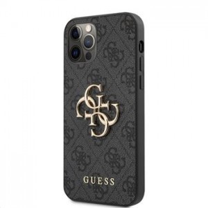 Guess iPhone 12 / 12 Pro Case 4G Big Metal Logo Case Cover Gray