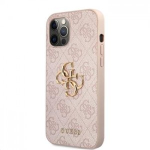 Guess iPhone 12 / 12 Pro Hülle 4G Big Metal Logo Case Cover Rosa