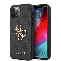 Guess iPhone 12 Pro Max Hülle Case Cover Big 4G Metal Logo Grau