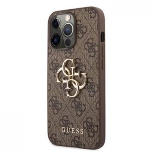 Guess iPhone 13 Pro Case Cover Big 4G Metal Logo Brown