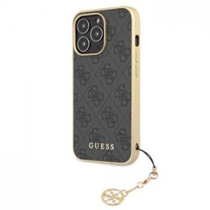 Guess iPhone 13 Pro Hülle Case Charms 4G + Anhänger Grau