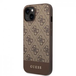 Guess iPhone 14 Plus Case 4G Cover Stripe Brown