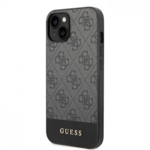 Guess iPhone 14 Plus Hülle Case 4G Cover Stripe Grau