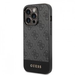 Guess iPhone 14 Pro Hülle Case 4G Cover Stripe Grau