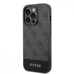 Guess iPhone 14 Pro Case 4G Cover Stripe Gray