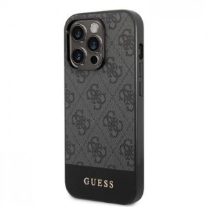 Guess iPhone 14 Pro Max Hülle Case 4G Cover Stripe Grau