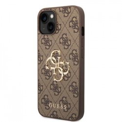 Guess iPhone 14 Hülle 4G Big Metal Logo Case Cover Braun