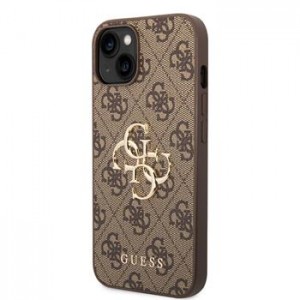 Guess iPhone 14 Case 4G Big Metal Logo Cover Brown