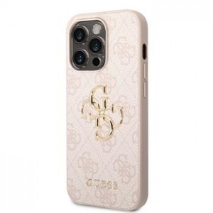 Guess iPhone 14 Pro Case 4G Big Metal Logo Cover Pink