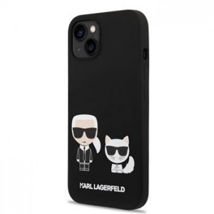 Karl Lagerfeld iPhone 14 Plus / 15 Plus MagSafe Hülle Case Silikon Karl Choupette Schwarz