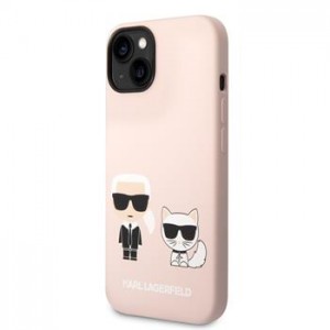 Karl Lagerfeld iPhone 14 Plus / 15 Plus MagSafe Hülle Case Silikon Karl Choupette Rosa