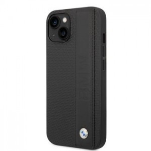 BMW iPhone 15 Plus / 14 Plus Case Cover Genuine Leather Textured Black