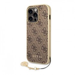 Guess iPhone 14 Pro Hülle Case Charms 4G + Anhänger Braun