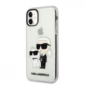 Karl Lagerfeld iPhone 11 Glitter Karl and Choupette Transparent