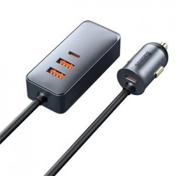 Baseus Schnelles Autoladegerät Verlängerungskabel 120 W 2x USB + 2x USB-C Grau CCBT-A0G