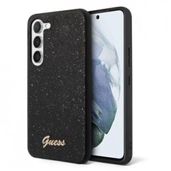 Guess Samsung S23 Hülle Case Glitter Flakes Metal Logo Schwarz