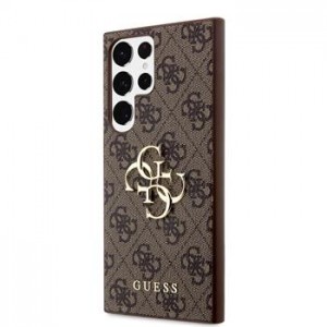 Guess Samsung S23 Ultra Case Cover Big 4G Metal Logo Brown